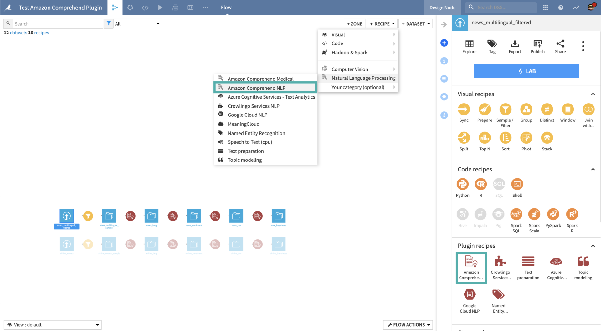 Plugin: Amazon Comprehend | Dataiku