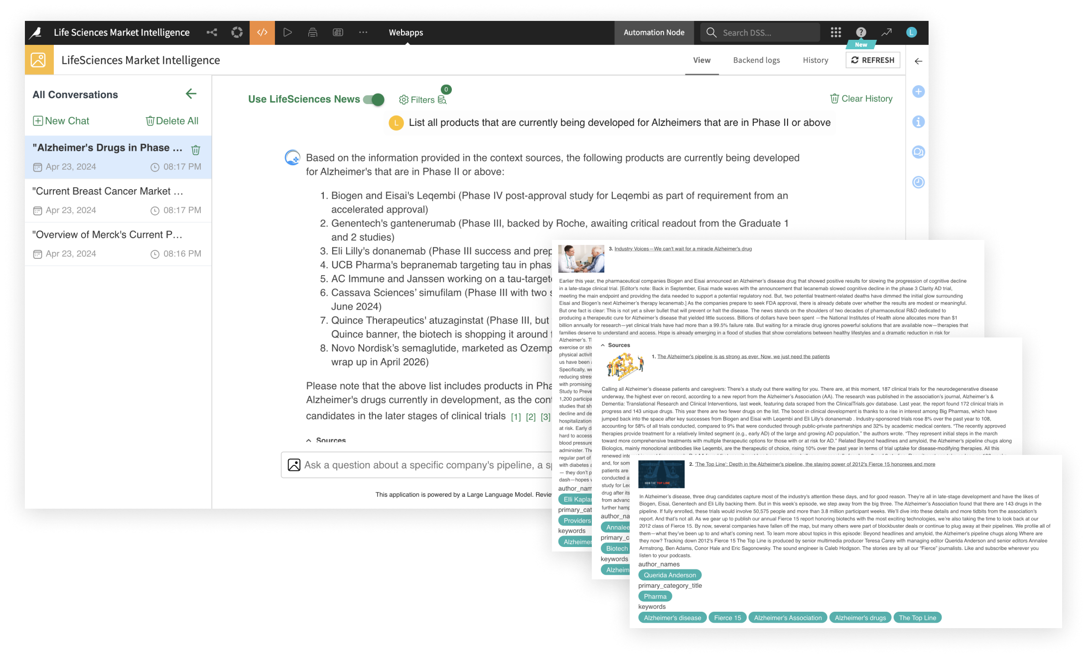 screens showing dataiku answers a secure, scalable, enterprise-grade ai agent chatbot