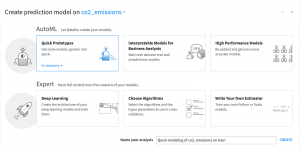 creating a prediction model on dataiku