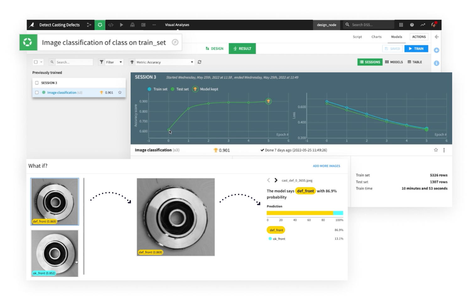 screenshot showing no-code visual deep learning features in Dataiku