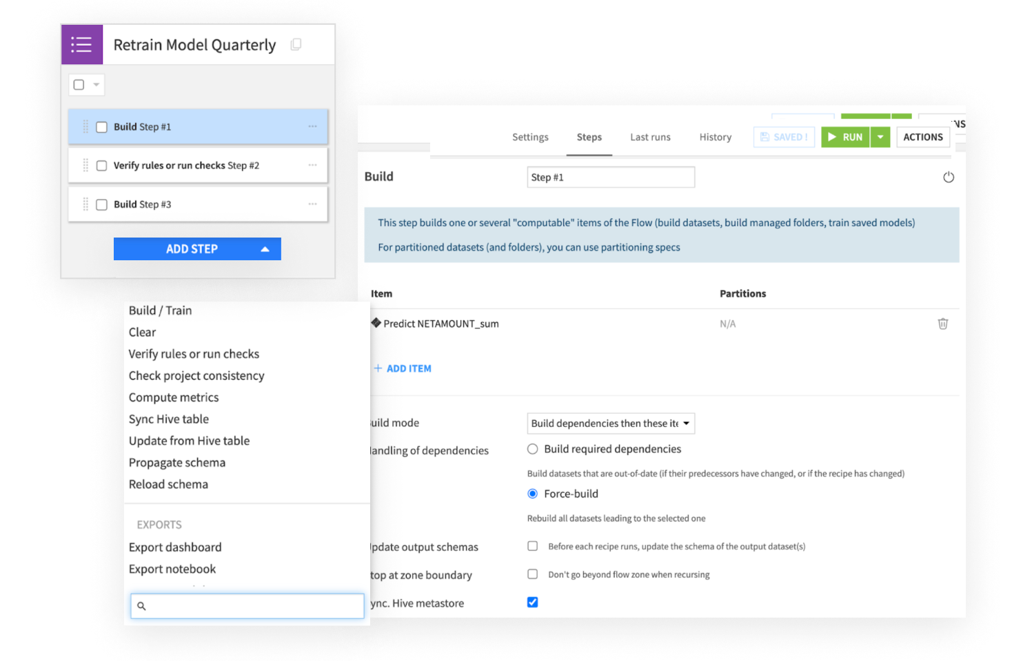 automation with scenarios in Dataiku screenshot