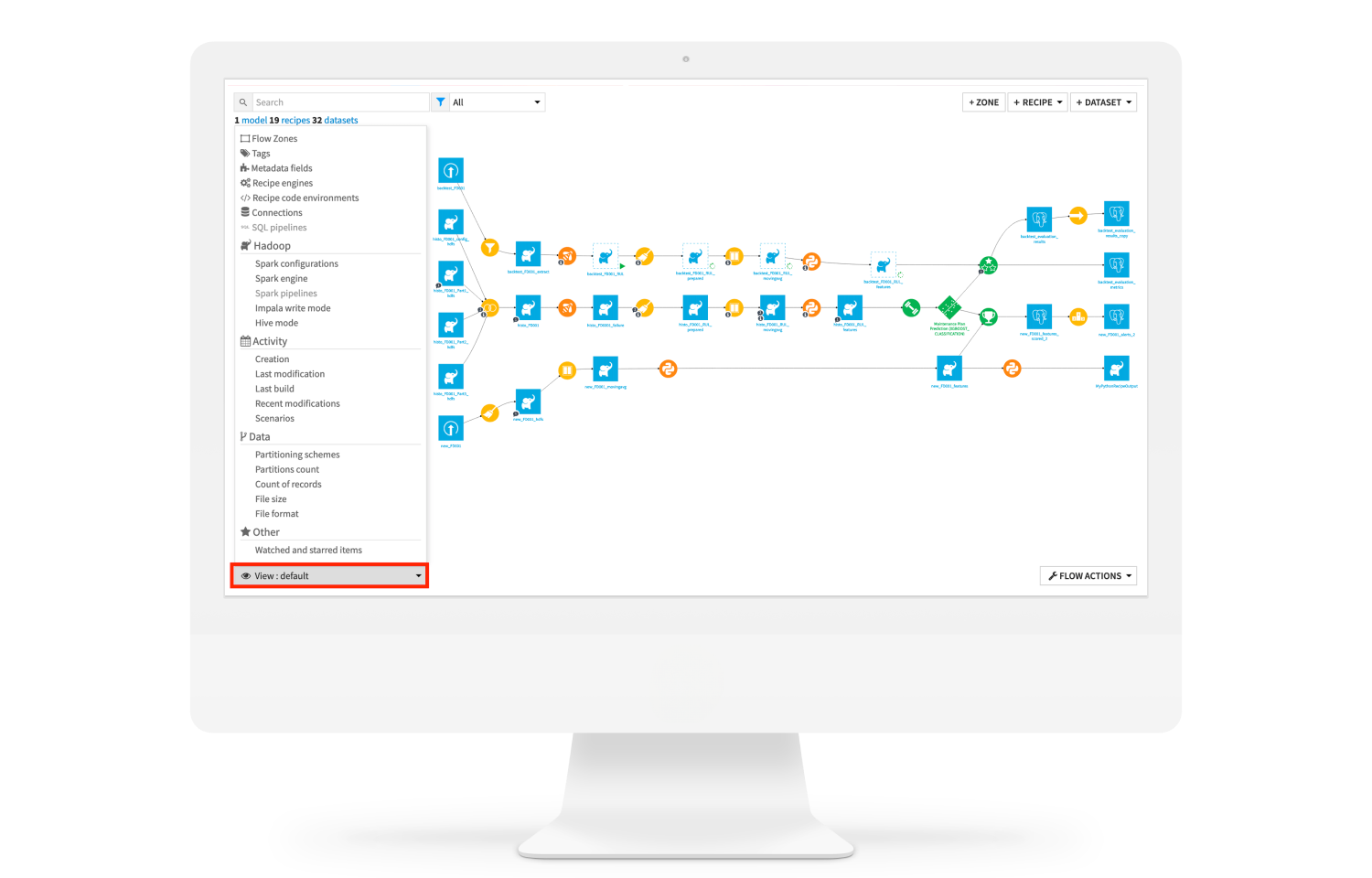 Dataiku Flow with Flow Zone Menu